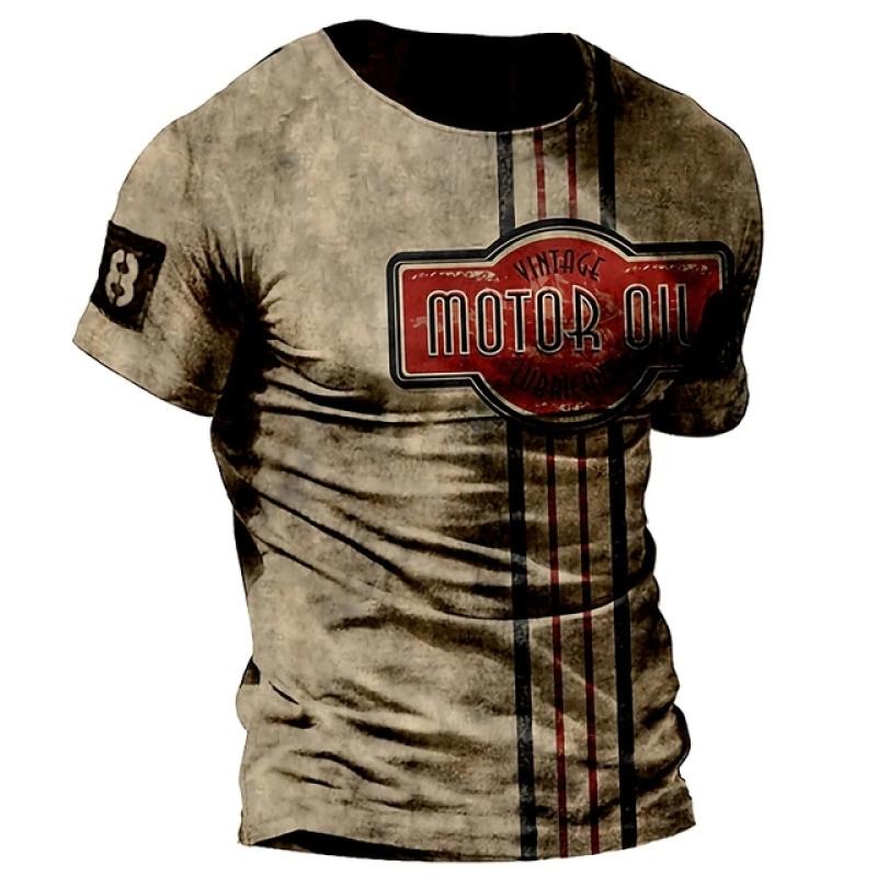 ETST 07 Mannen Vintage Motorfiets T-shirt 3d Print Casual Korte Mouw Losse Oversized T-shirts Voor Mannen Sweatshirt Heren Top Kleding camise M