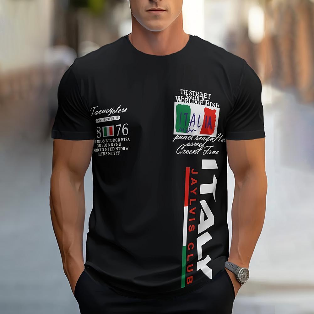 ETST 03 2024 Trendy Italy Style Men's Clothing Street Hipster Short Sleeve T-Shirts Plus Size Casual Crew Neck T Shirts Top New Menswear 3XL