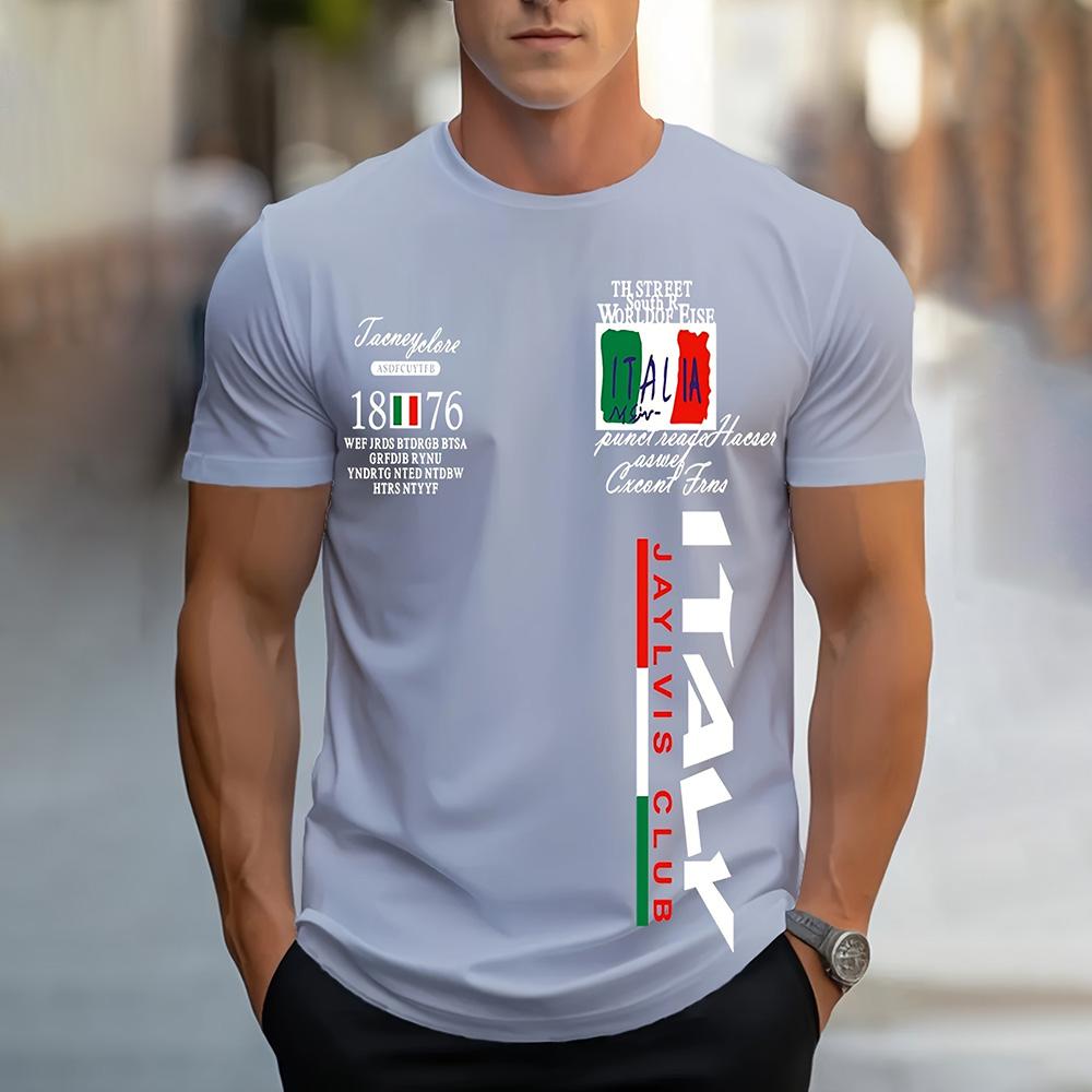 ETST 03 2024 Trendy Italy Style Men's Clothing Street Hipster Short Sleeve T-Shirts Plus Size Casual Crew Neck T Shirts Top New Menswear L