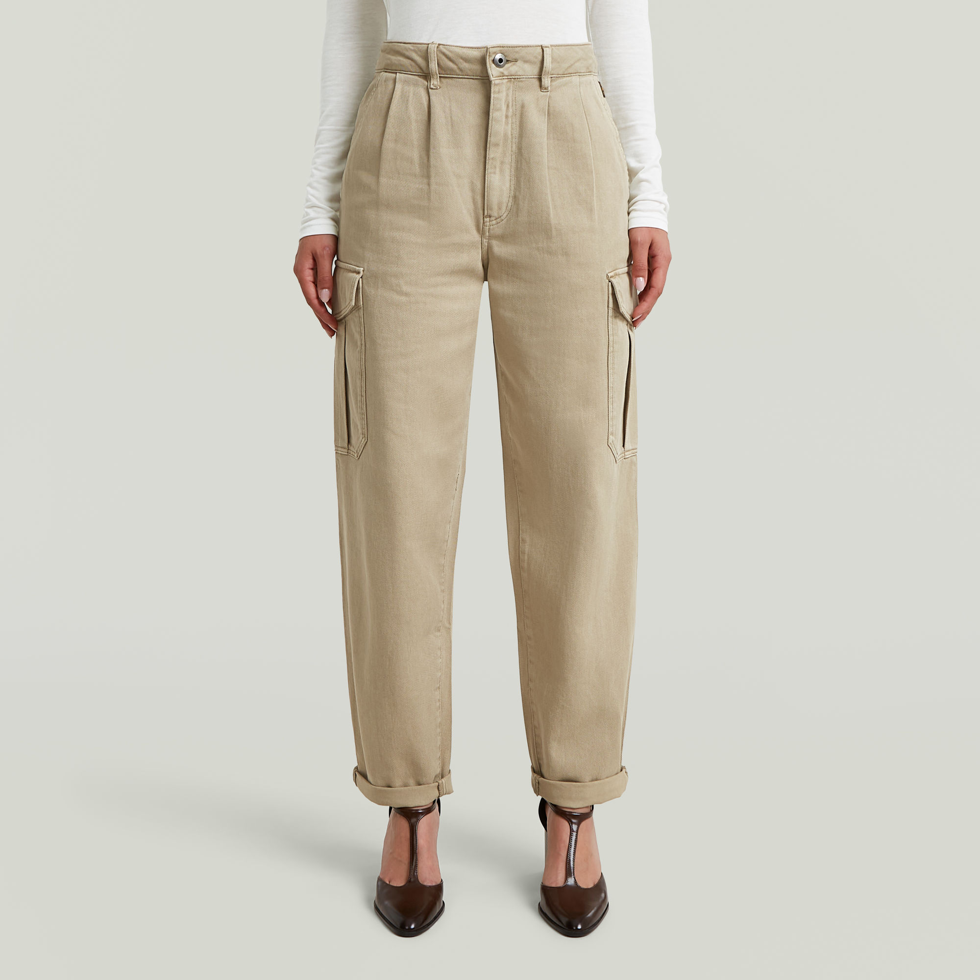 G-Star RAW Pleated Tapered Cargo Chino - Beige - Dames
