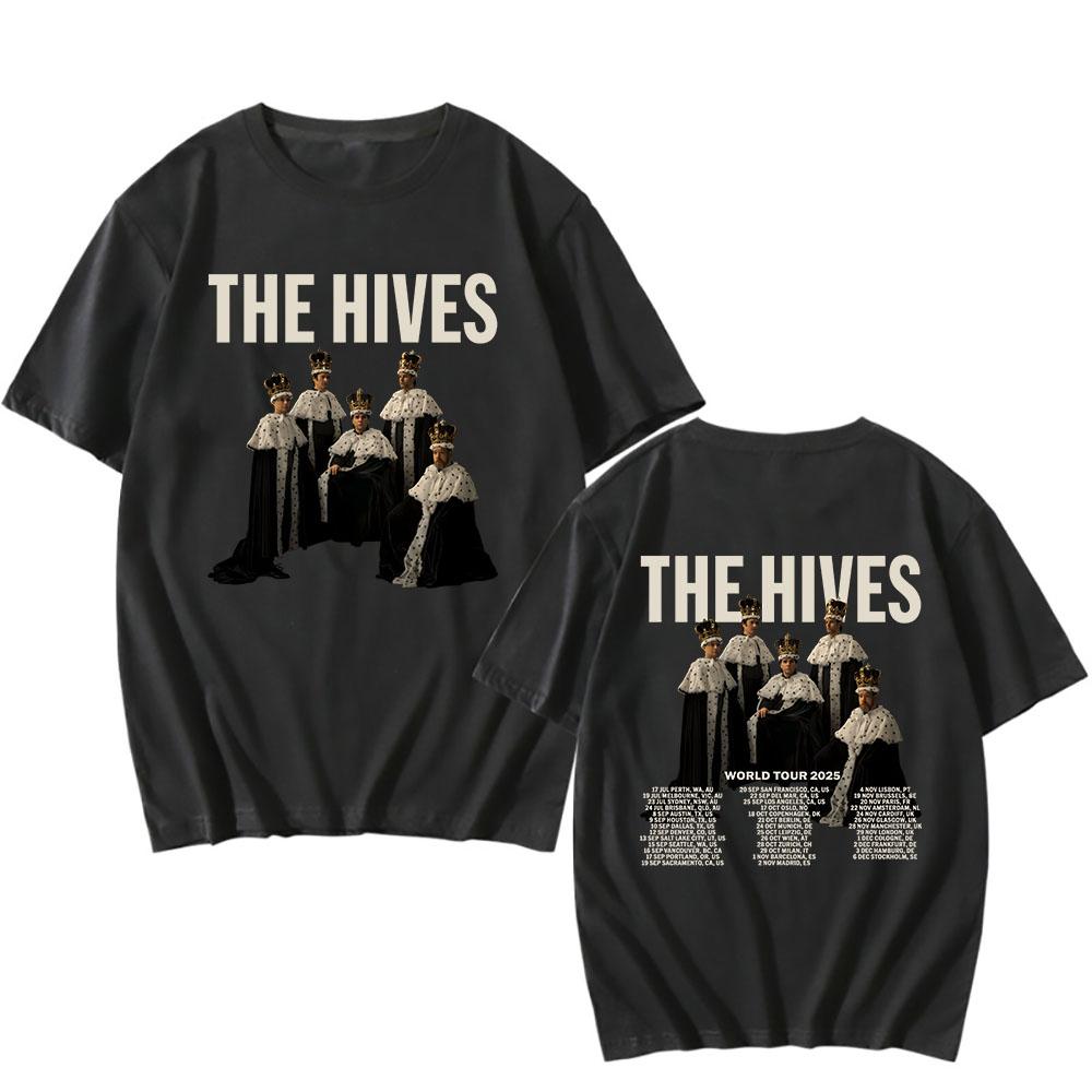 Trendy discount The Hives World Tour 2025 T-shirt Short Sleeve Summer Cotton Tshirts Fashion Rock Band Graphic T Shirt Unisex Streetwear Men Tees S