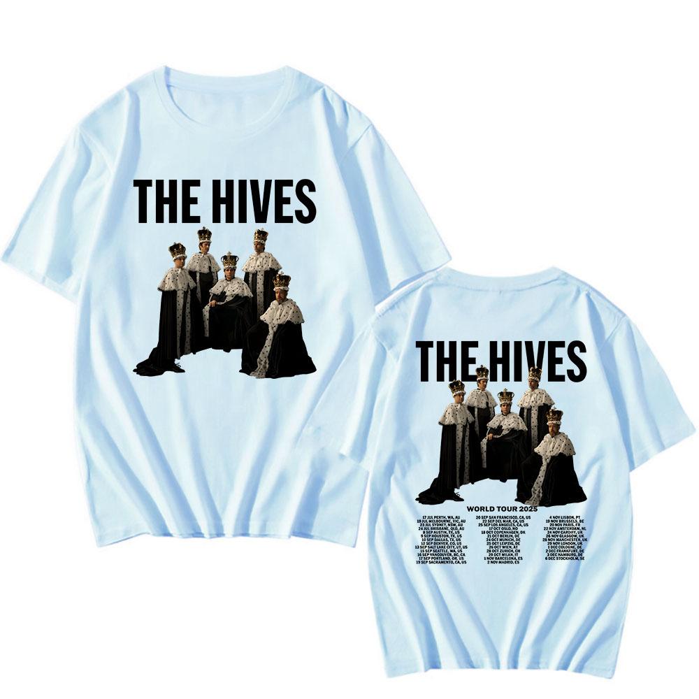 Trendy discount The Hives World Tour 2025 T-shirt Short Sleeve Summer Cotton Tshirts Fashion Rock Band Graphic T Shirt Unisex Streetwear Men Tees M