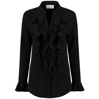 Helena Hart Overhemd  BLOUSE VOLANT ZWART 7258