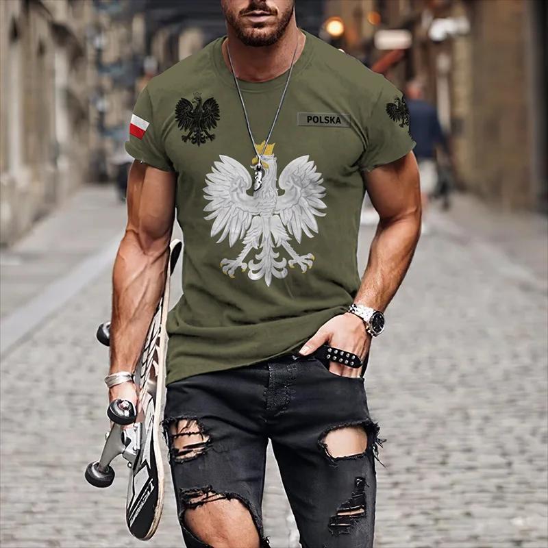 ETST 05 De grafische 3D Full Print T-shirt met vlag van Polen Herenkleding Zomer Korte Mouw Casual Oversized T-shirts Mode Tops 4XL