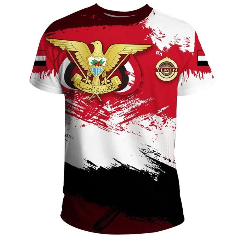 Xuhaijian02 Yemen Men's T-shirts Casual Loose Round Neck Yemeni YE Flag Short Sleeve Tees Tops Men Clothing Oversized Tee Shirts Streetwear M