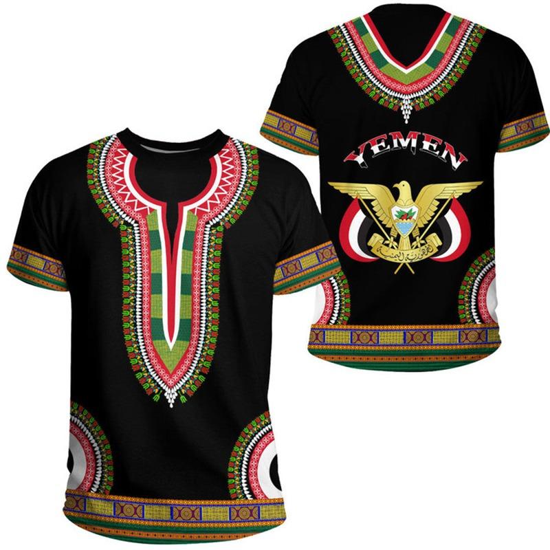 Xuhaijian02 Yemen Men's T-shirts Casual Loose Round Neck Yemeni YE Flag Short Sleeve Tees Tops Men Clothing Oversized Tee Shirts Streetwear M