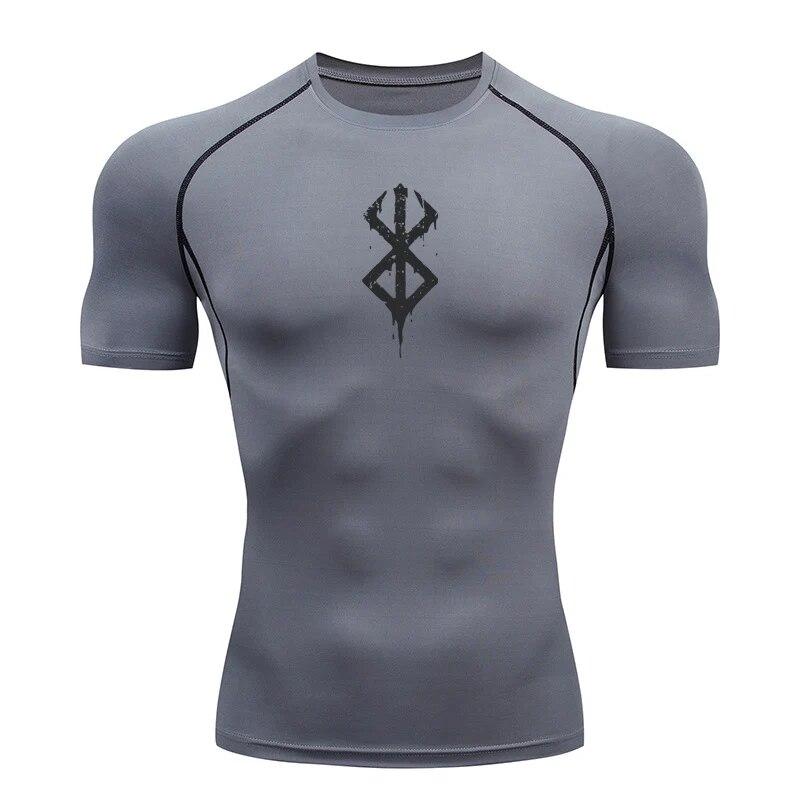 Clothing No.1 Anime Compressieshirt voor heren Fitness Sport Running Tight Gym T-shirts Atletische training Sneldrogend Tops Tee Zomer L grijs
