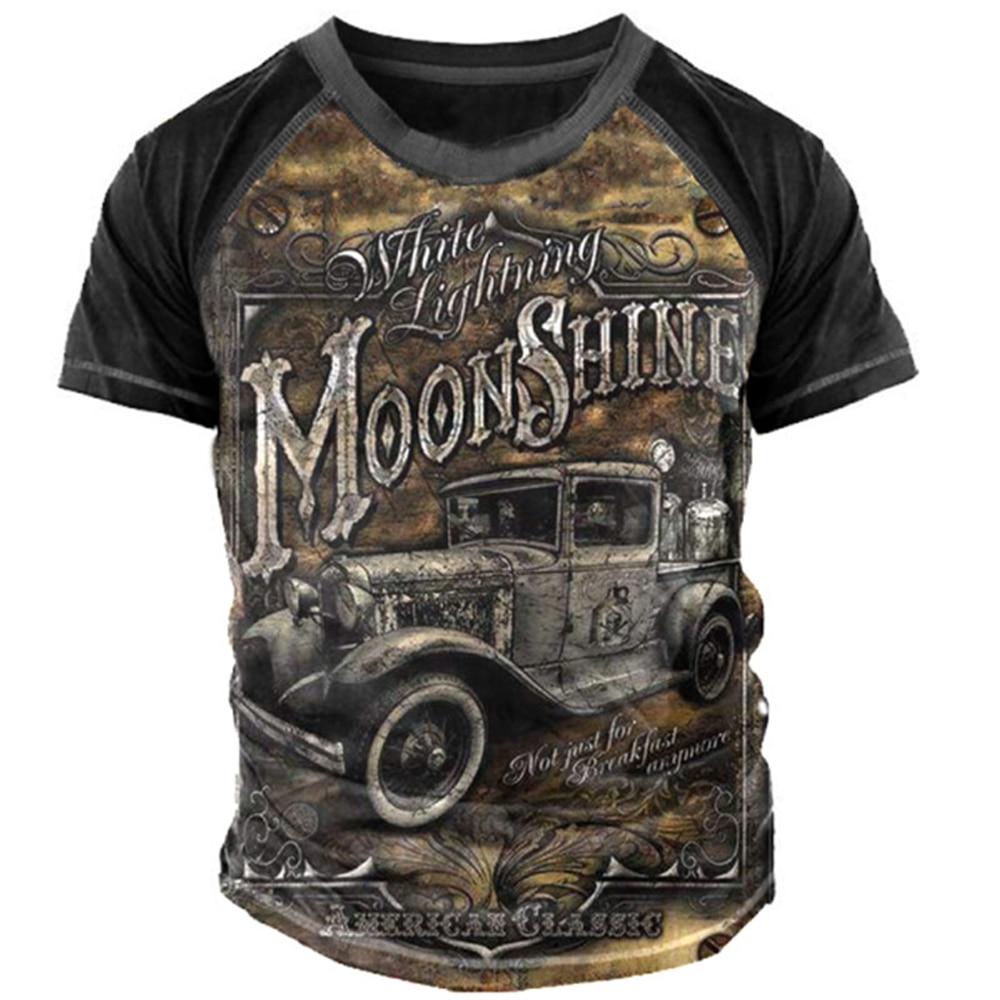 ETST 07 Mannen Vintage Motorfiets T-shirt 3d Print Casual Korte Mouw Losse Oversized T-shirts Voor Mannen Sweatshirt Heren Top Kleding camise 6XL