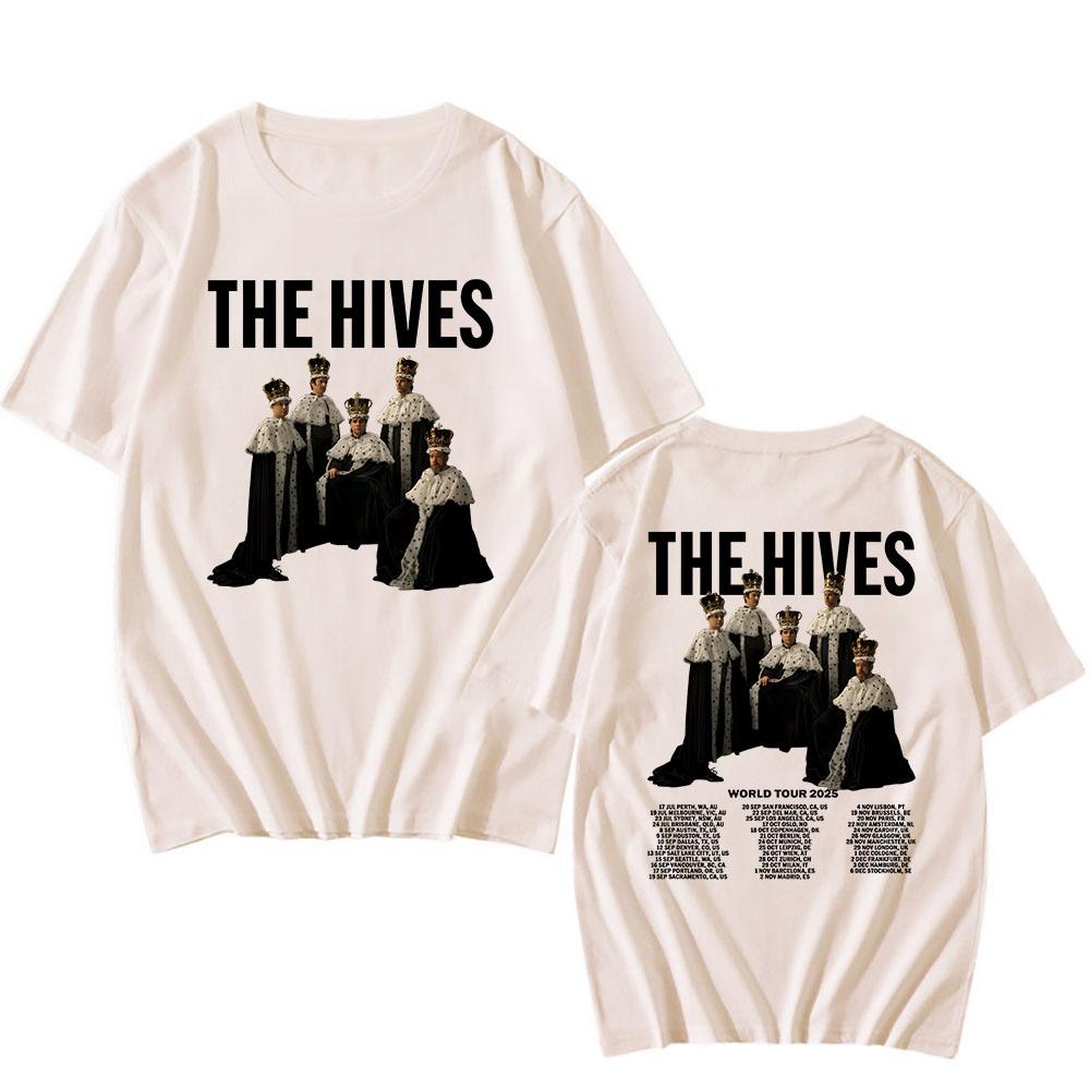 Trendy discount The Hives World Tour 2025 T-shirt Short Sleeve Summer Cotton Tshirts Fashion Rock Band Graphic T Shirt Unisex Streetwear Men Tees L