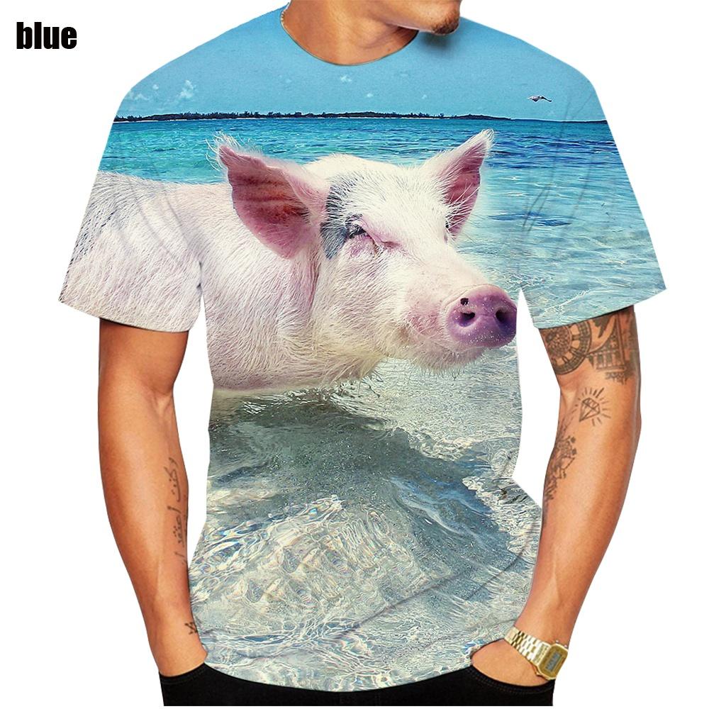 ETST 03 Populaire nieuwigheid dier varken 3D-printen T-shirt grappig varken casual zomer T-shirt XS-5XL M