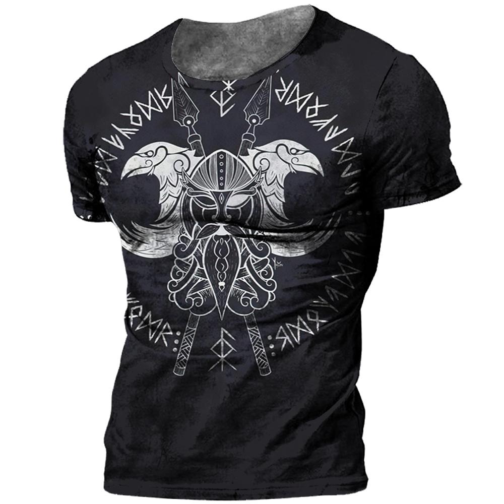Kukebang Vintage mannen T-shirt 3d Viking Print Tops Tees Zomer Tops Casual Losse T-shirts Mannelijke Kleding O-hals hip Hop Straat Sweatshirt 3XL