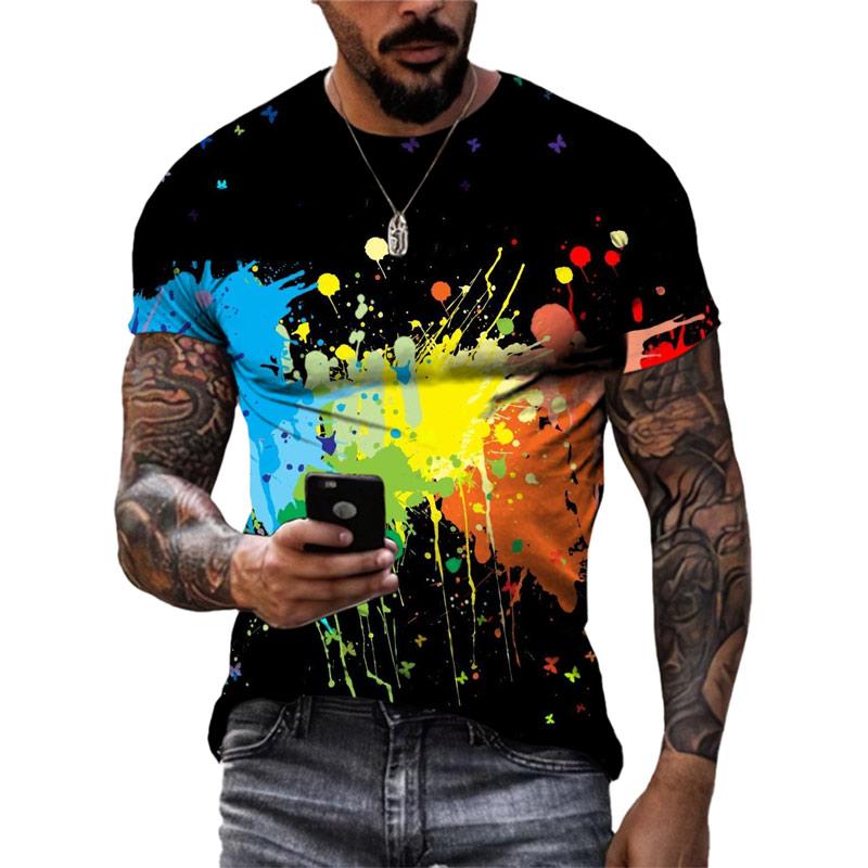 ETST WENDY 05 Zomer Nieuwe Mode Kleur Graffiti Mannen T-shirt 3D Trend Persoonlijkheid Hip Hop Harajuku Afdrukken Ronde Hals Korte Mouw Tees tops 5XL