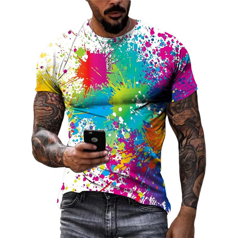 ETST WENDY 05 Zomer Nieuwe Mode Kleur Graffiti Mannen T-shirt 3D Trend Persoonlijkheid Hip Hop Harajuku Afdrukken Ronde Hals Korte Mouw Tees tops L