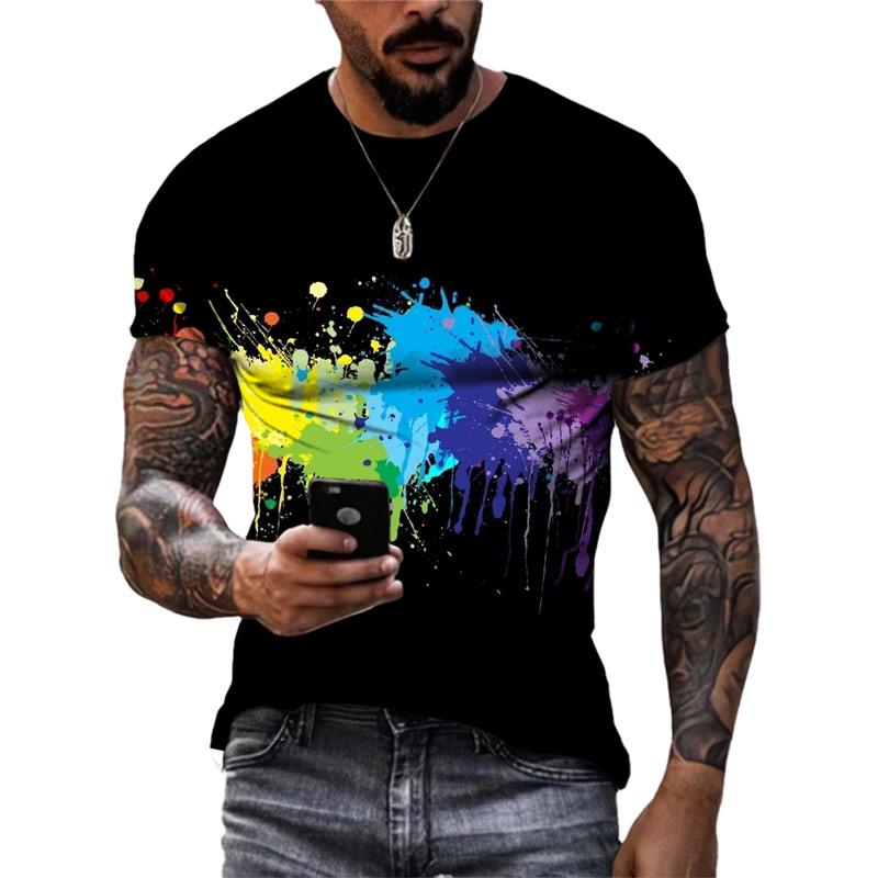 ETST WENDY 05 Zomer Nieuwe Mode Kleur Graffiti Mannen T-shirt 3D Trend Persoonlijkheid Hip Hop Harajuku Afdrukken Ronde Hals Korte Mouw Tees tops 5XL