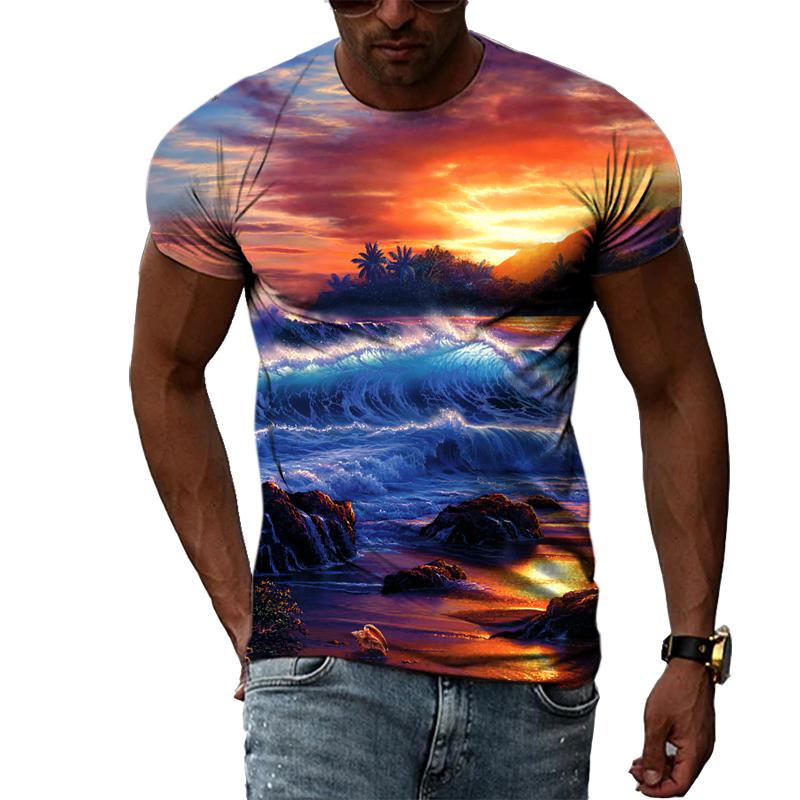 ETST WENDY 05 Nieuwe 3D trendyol mannen Natuurlijke Landschap grafische t-shirts Zomer Mode Hiphop Casual Print T-shirt Persoonlijkheid Knappe Tee Top 3XL