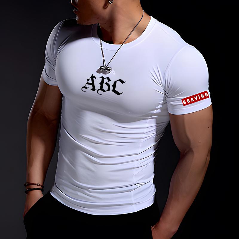 Baibao QIQI Nieuwe Mode Heren Zomer Casual Comfortabel Nauwsluitend T-shirt Sport Gym Sportkleding Sneldrogend Ademend T-shirt XXS-6XL L