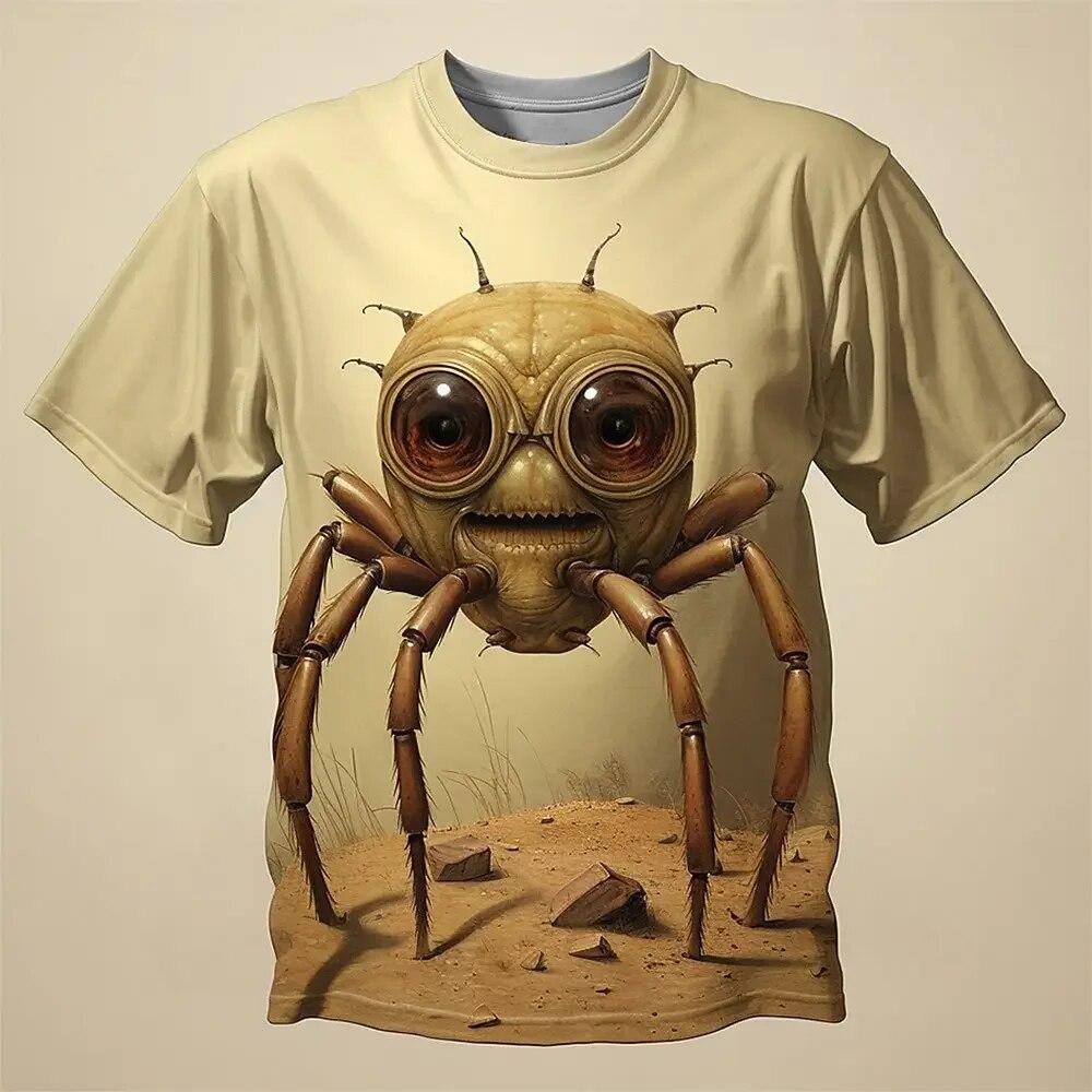 ETST 03 Mode 3D Spider bedrukt T-shirt voor mannen Grappig schedelpatroon Oversized T-shirts Zomer Casual O-hals Korte mouw Trui Tops S