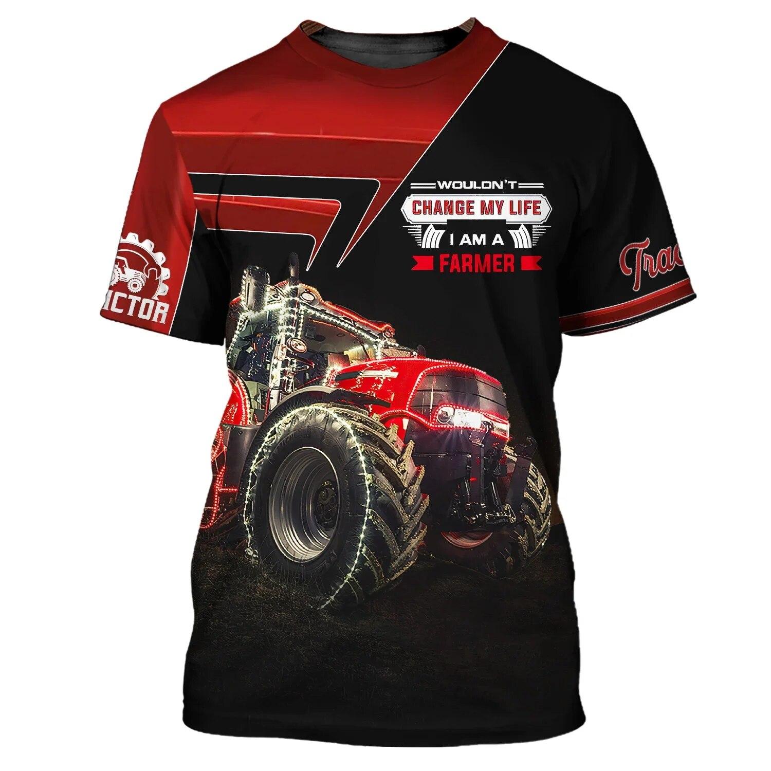 ETST WENDY 005 Nieuwe Zomer Tij Tractor Patroon Mannen T-shirts Casual 3D Print Tees Hip Hop Persoonlijkheid Ronde Hals Korte Mouw Sneldrogende tops Asian size XXL