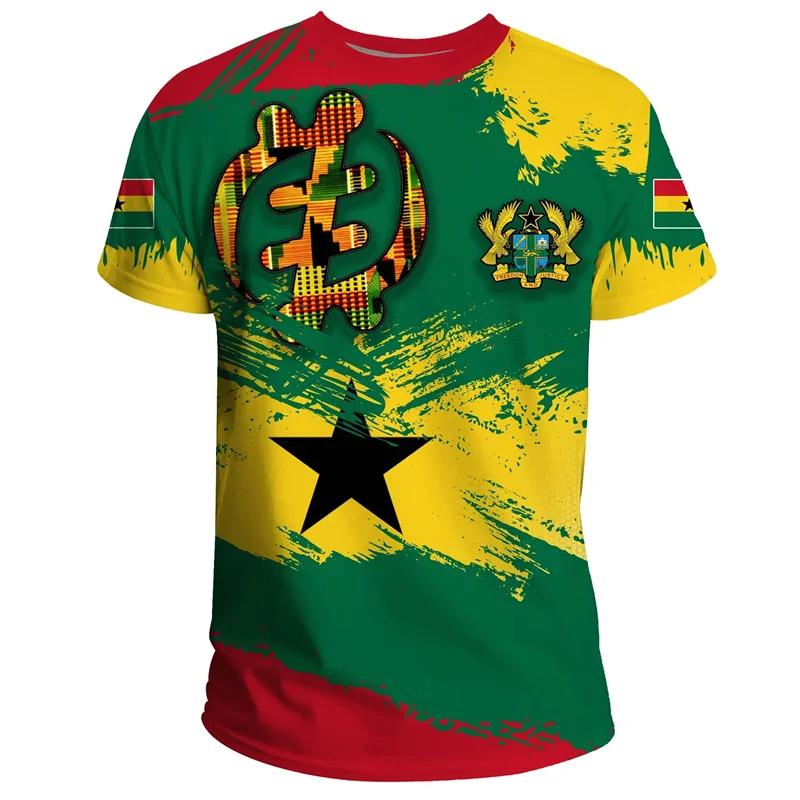 Xin nan zhuang Zomer Nieuwe Tigre Afrikaanse Land Vlag Heren Print T-shirt Ghana Nationaal Embleem Grafisch Casual Oversized T-shirts Mannelijke T-shirts Tops M