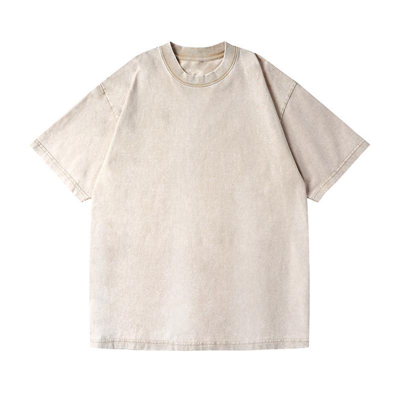 Phoca largha Heren katoenen T-shirt effen ronde hals korte mouw los T-shirt zomer vintage vakantie T-shirt voor mannen ademend lichtgewicht zacht pullover top L