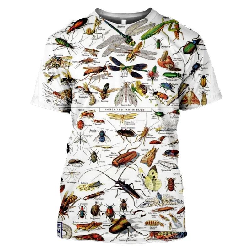 Laoxu Nieuwe modetrends Zomer Heren 3D-geprint T-shirt, Insecten bedrukte kleding, Vogels, Vlinders, Harajuku, Casual, Unisex Top L