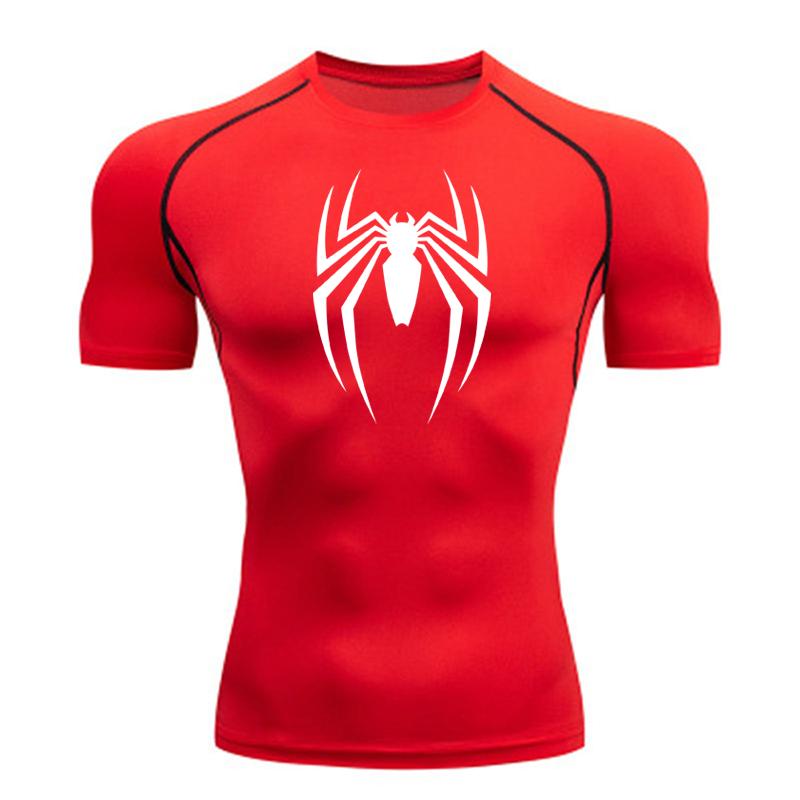 Dress in July Zomer hardloop T-shirt heren korte mouw compressie shirt gym sport top wit & zwart snel drogend ademend MMA fitness kleding M