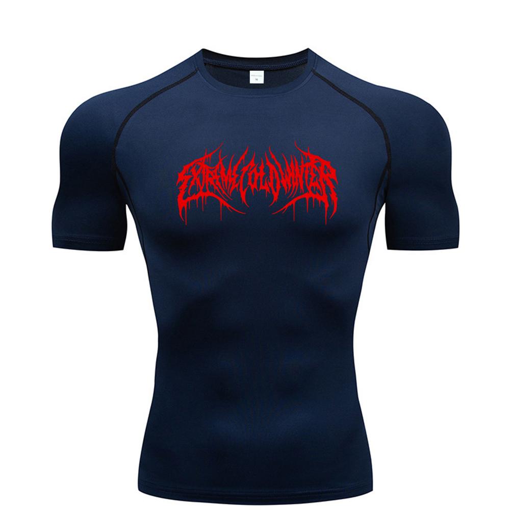 Dress in July Zomer Compressie Sweatshirt Korte Mouw Heren Fitness T-shirt Hardloop Snel Drogende Top Gym Workout Bodybuilding T-shirt S-3XL M