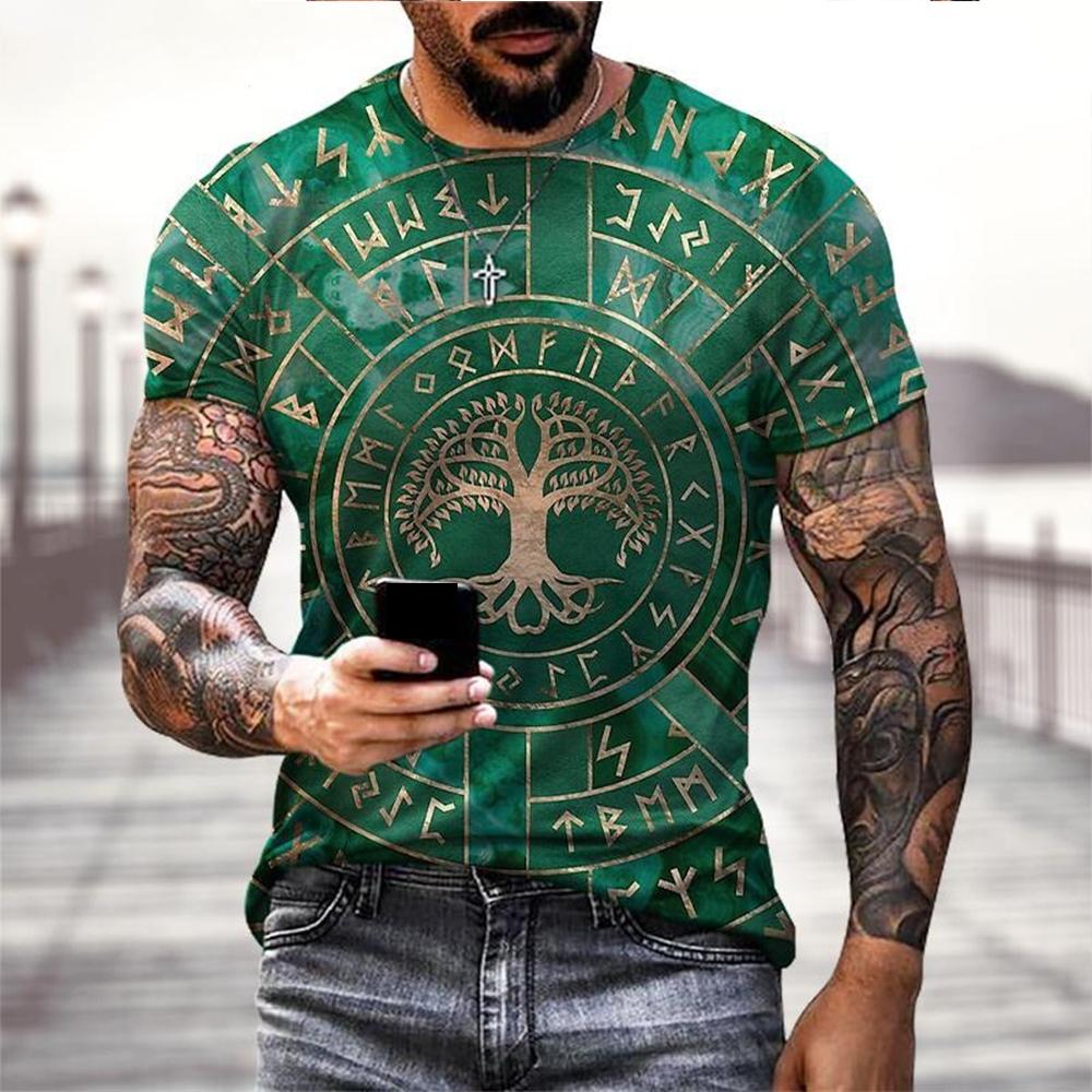 Transmission of love Viking Tattoo 3D Printing T-shirt Herenmode Straat Korte Mouw Tops Dames Zomer Pullover Oversized Tees Meerdere Opties 6XL