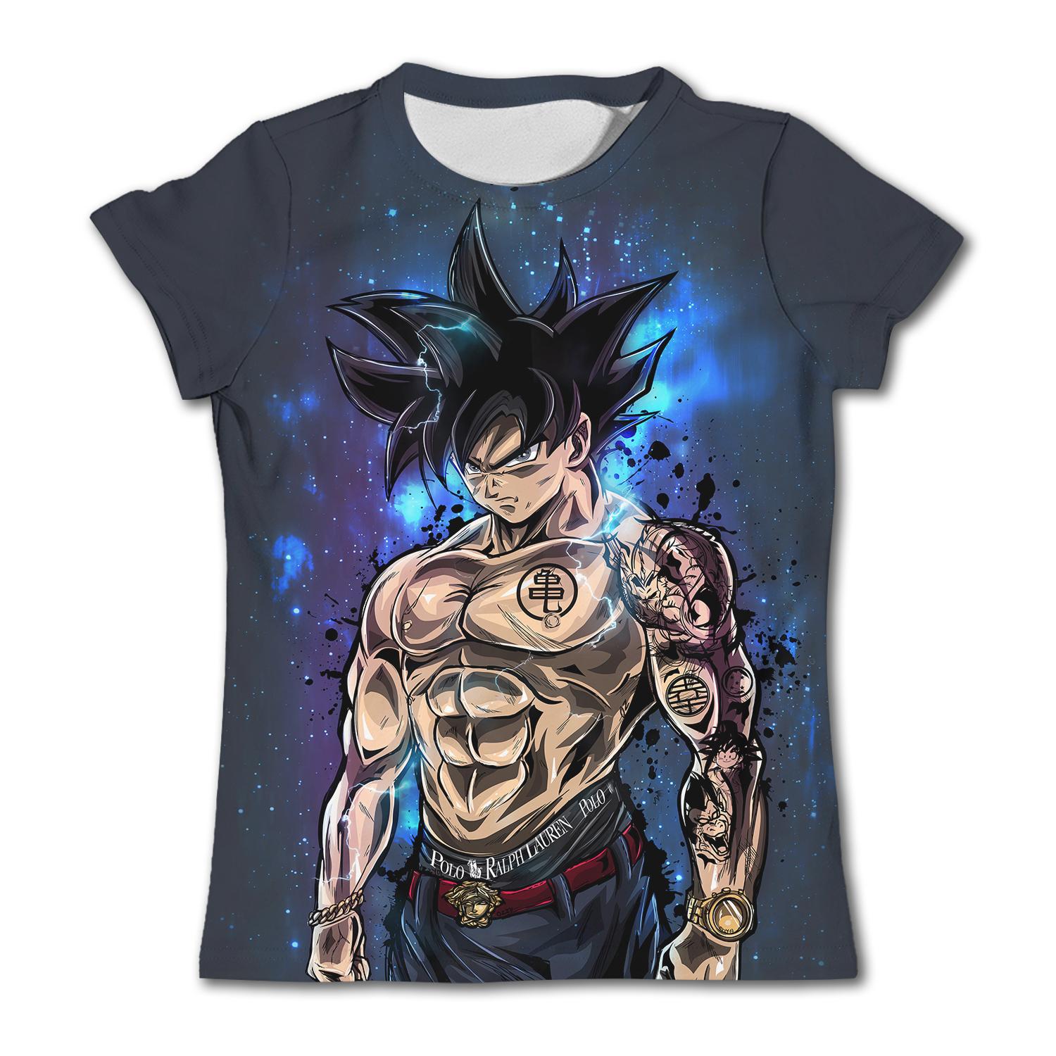 ETST 07 3-14Y Kind Goku Vegeta T-shirts Jongens Dragon Ball ZT Shirts Losse T-shirt Anime Tee Cartoon Tops Kinderen Zomer Jongen Korte Mouw 160cm