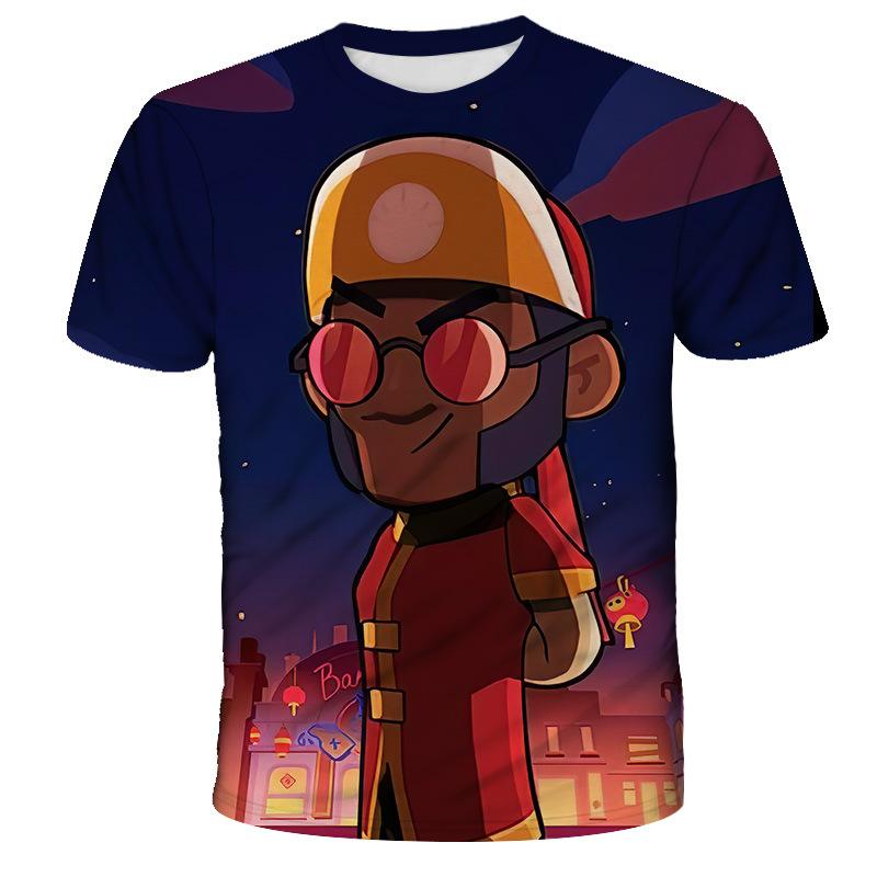 Baibao QIQI Polyester Snel drogend BRAWL STARS Heren Top Zomer Kinderen Casual Comfortabel Snel drogend Ademend Kinder T-shirt Kleding XXS-6XL 12 L