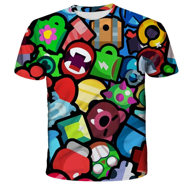 Baibao QIQI Polyester Snel drogend BRAWL STARS Heren Top Zomer Kinderen Casual Comfortabel Snel drogend Ademend Kinder T-shirt Kleding XXS-6XL 12 XL