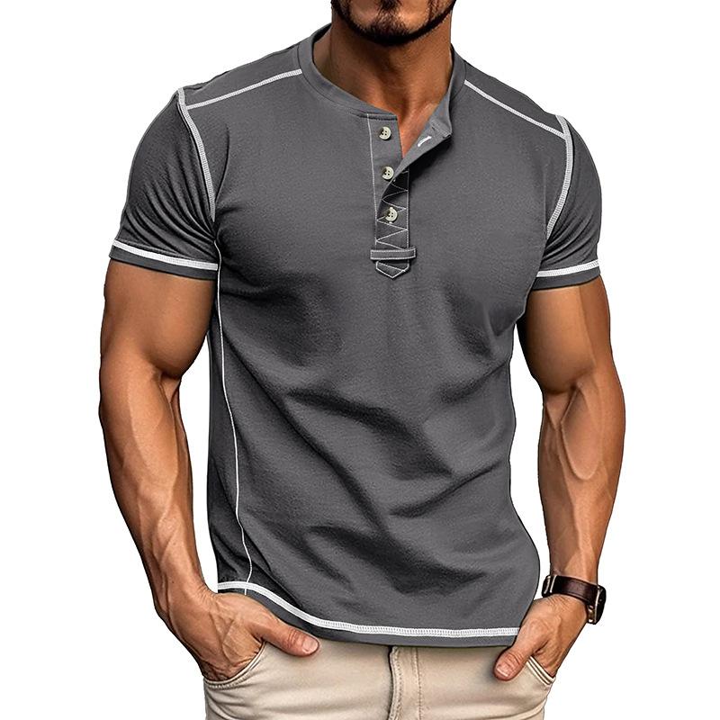 Phoca largha Men's Short Sleeve Henley Shirts Summer Button T-Shirts Casual Basic Tee Soild T-Shirts Soft Comfortable Tops Classic Athletic Fit Tee Shirt for Men XXL