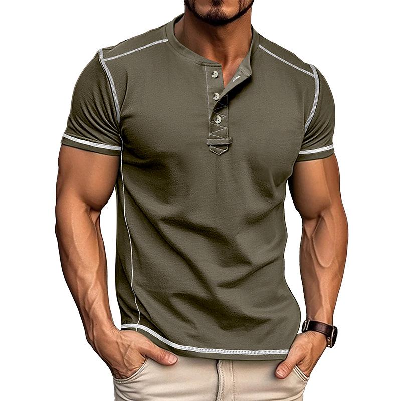 Phoca largha Men's Short Sleeve Henley Shirts Summer Button T-Shirts Casual Basic Tee Soild T-Shirts Soft Comfortable Tops Classic Athletic Fit Tee Shirt for Men M