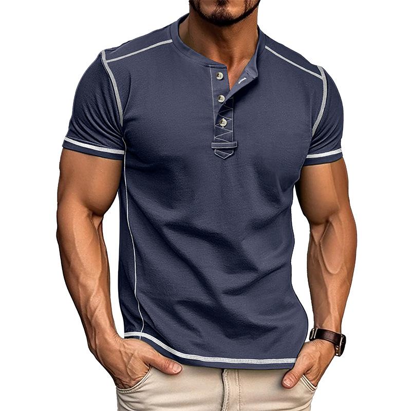 Phoca largha Men's Short Sleeve Henley Shirts Summer Button T-Shirts Casual Basic Tee Soild T-Shirts Soft Comfortable Tops Classic Athletic Fit Tee Shirt for Men XL