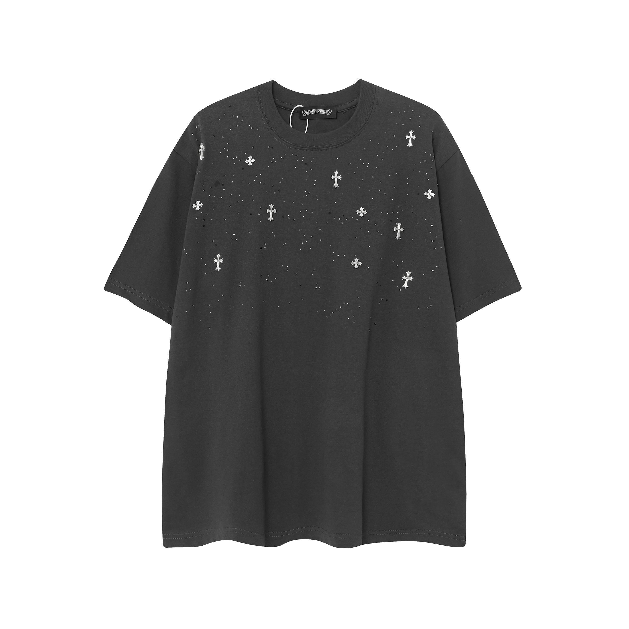 Chrome Hearts 9992  2025 Summer New High Quality Cotton Round Neck Loose Large Size Men's and Women's T-shirt Couple T-shirt M