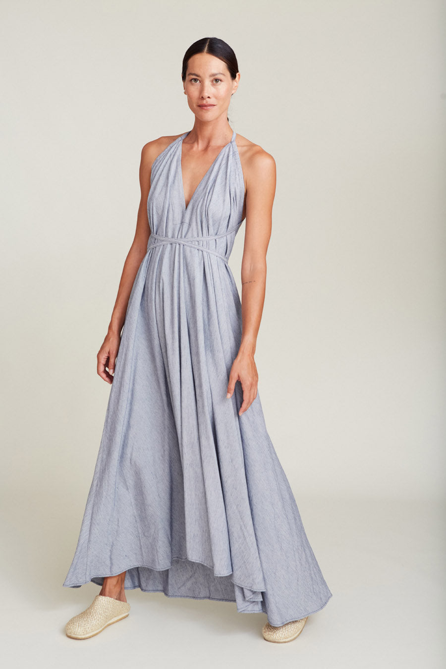 SUITE13LAB Damen vegan Kleid Mp Long Mini Stripes WeiÃŸ/Blau