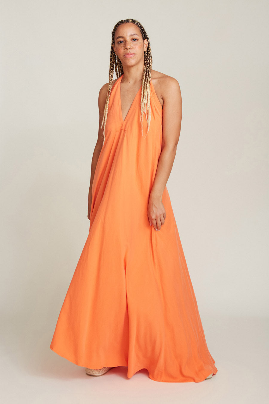 SUITE13LAB Damen vegan Kleid Mp Lang Orange