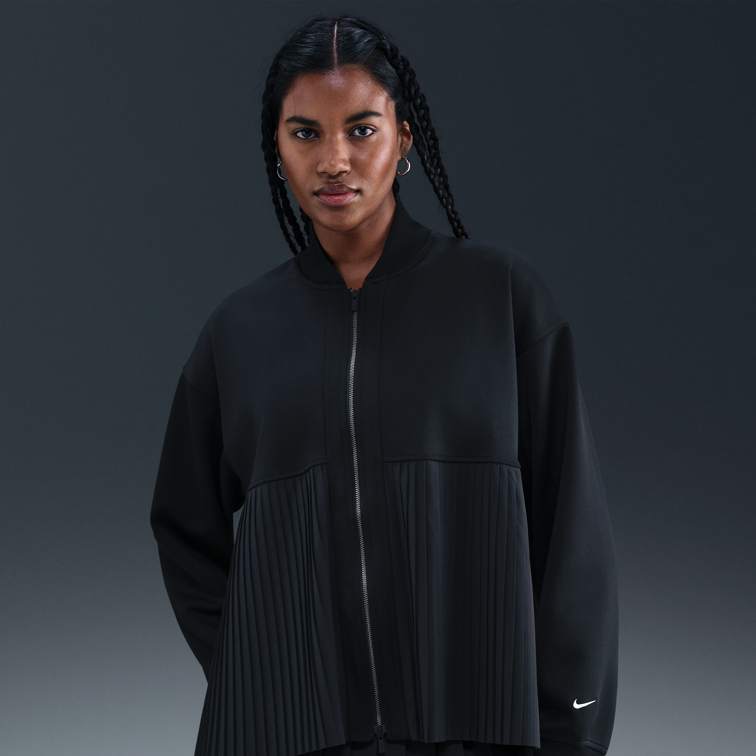Nike geplooide damesjas - Zwart