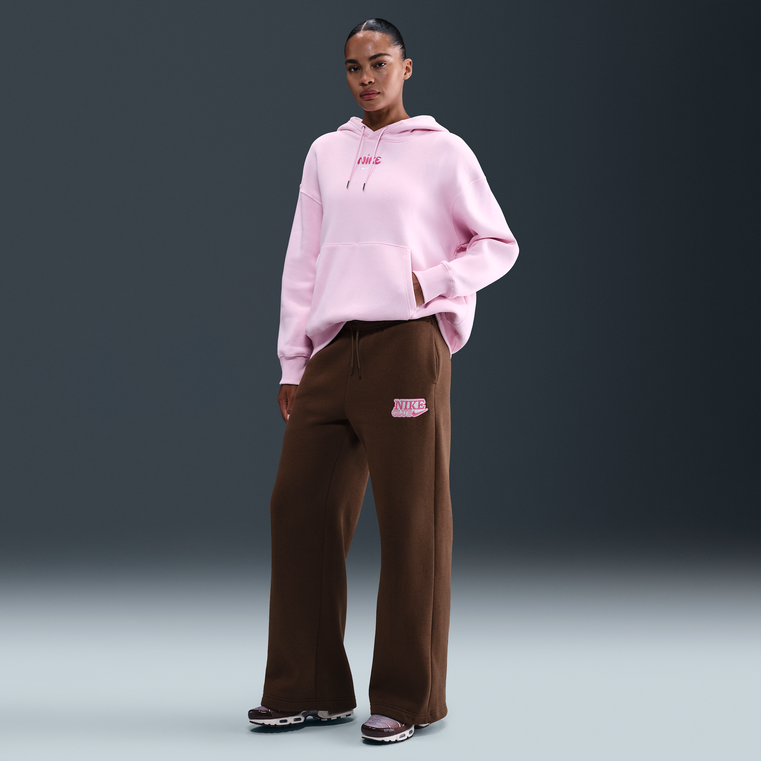 Nike damesbroek met hoge taille en wijde pijpen - Bruin