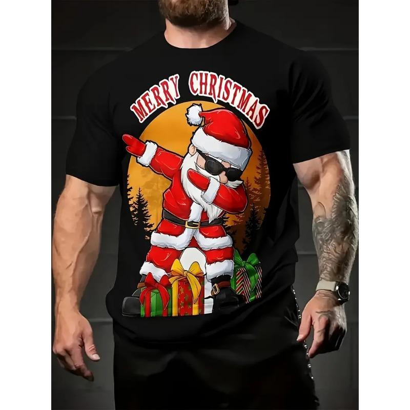 Bobby3 Kerstman 3D geprint heren T-shirt modieus kerstvakantie cadeau heren ronde hals korte mouwen oversized Hip hop kleding XL