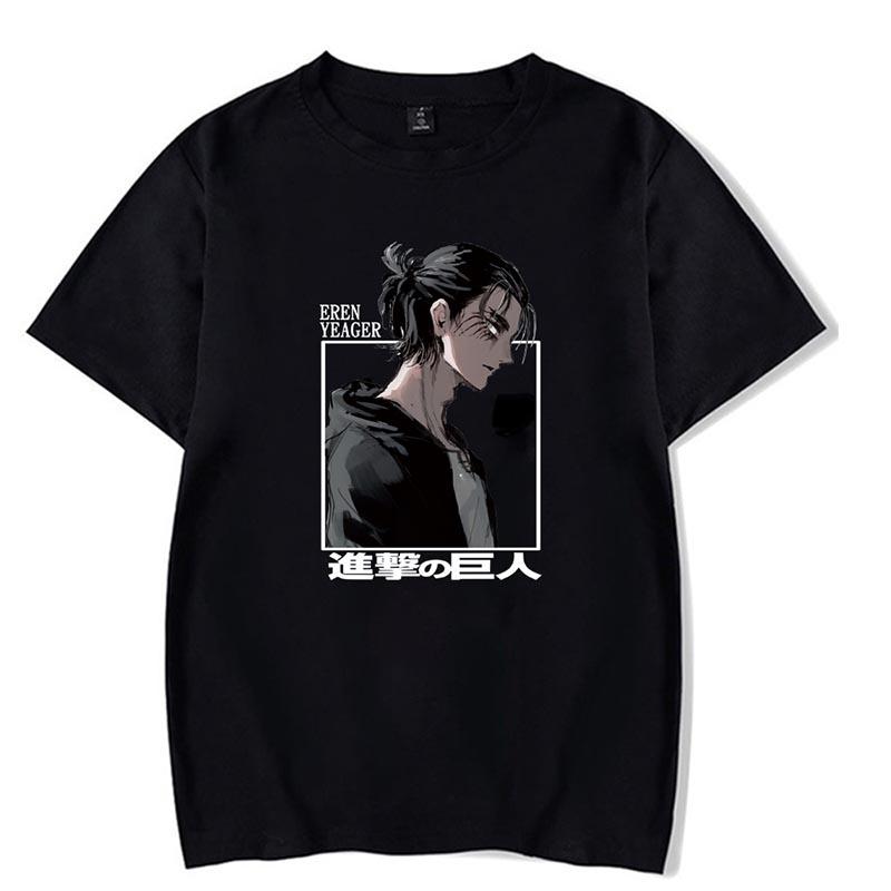 HSHWednesday3 Aanval op Titan Eren Yeager Anime Fashion Casual Ronde Hals Korte Mouw Man Vrouw T-shirt L zwart