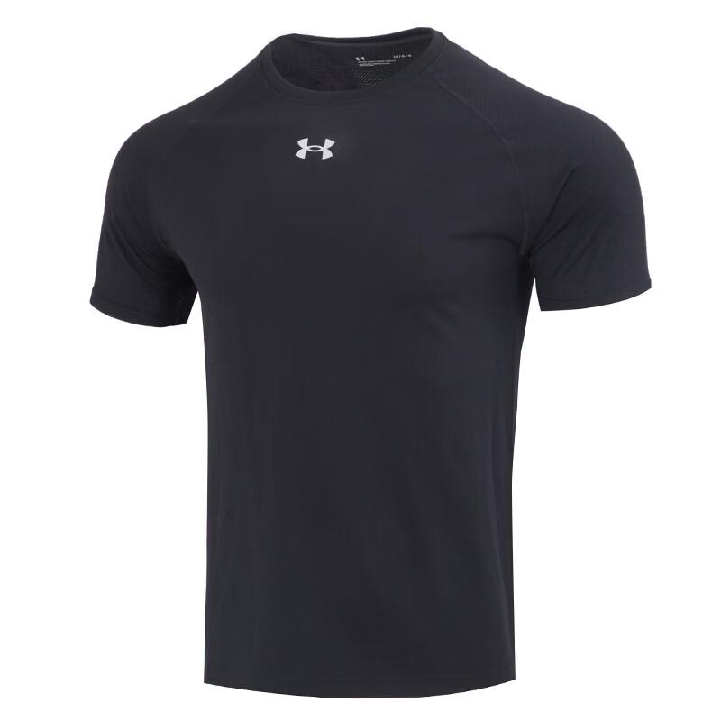 Under Armour Effen Kleur Logo Fitness Training Ademend Crew Neck Korte Mouw T-Shirt Heren Tops Zwart 23500511-001 XXL