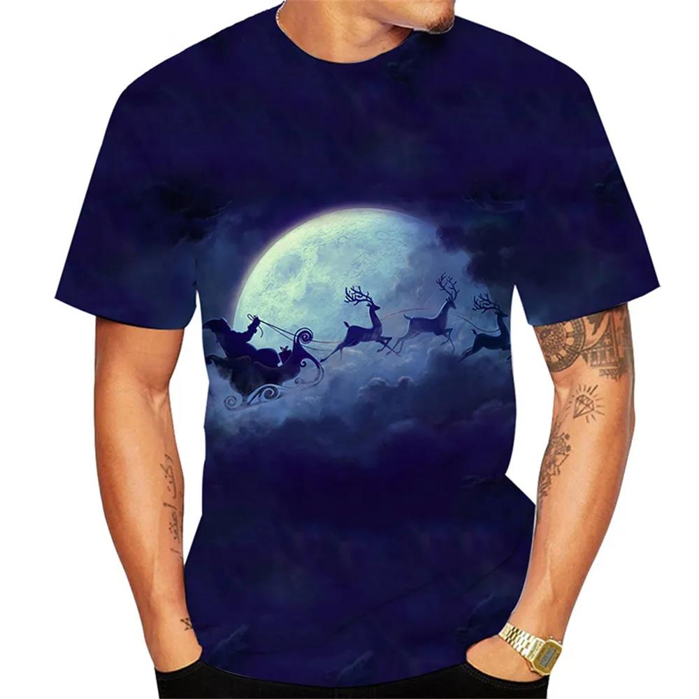 Xr 01 Christmas Elk 3D Print T Shirt For Men X'mas Harajuku Streetwear Fashion O-neck Short Sleeve Tops New Year Gift Oversized T-shirts L