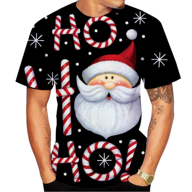 Xr 01 Christmas Elk 3D Print T Shirt For Men X'mas Harajuku Streetwear Fashion O-neck Short Sleeve Tops New Year Gift Oversized T-shirts 5XL