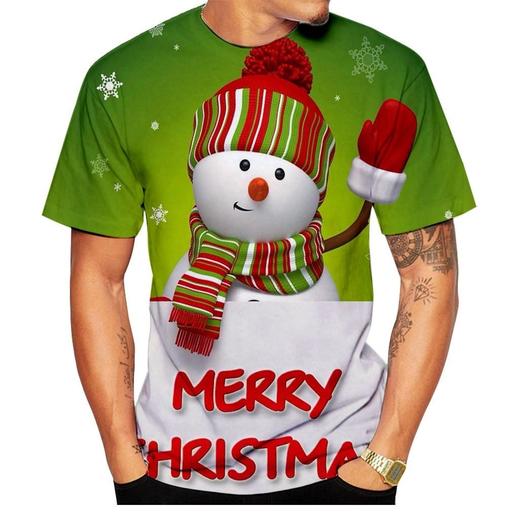 Xr 01 Christmas Elk 3D Print T Shirt For Men X'mas Harajuku Streetwear Fashion O-neck Short Sleeve Tops New Year Gift Oversized T-shirts XL