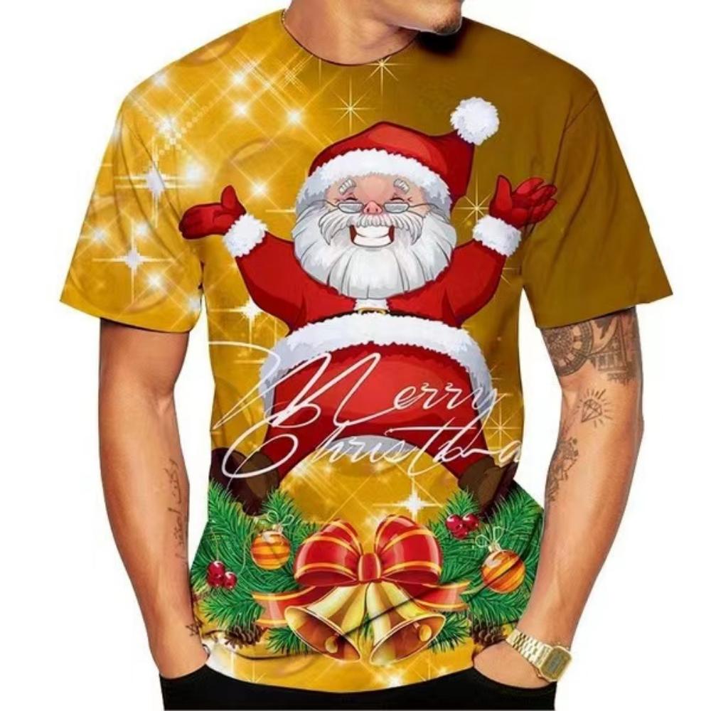 Xr 01 Christmas Elk 3D Print T Shirt For Men X'mas Harajuku Streetwear Fashion O-neck Short Sleeve Tops New Year Gift Oversized T-shirts 6XL