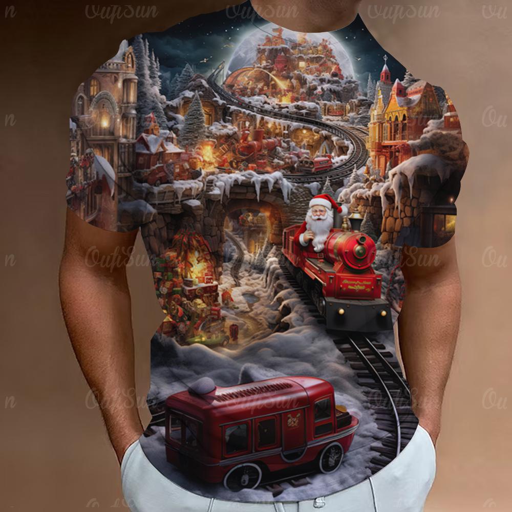 ETST WENDY 005 Christmas T-Shirt Santa Claus Print Short Sleeve Men T-Shirt Festival Clothing Casual Tops Loose Oversized T Shirts For Men Tees S
