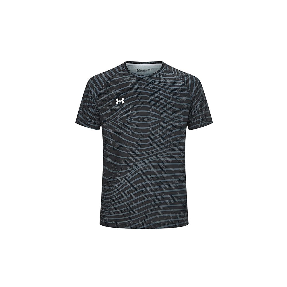 Under Armour Gestreept Ademend Bedrukt Ronde Hals Korte Mouw Raglan T-shirt Unisex Tops Zwart 24500510-001 S