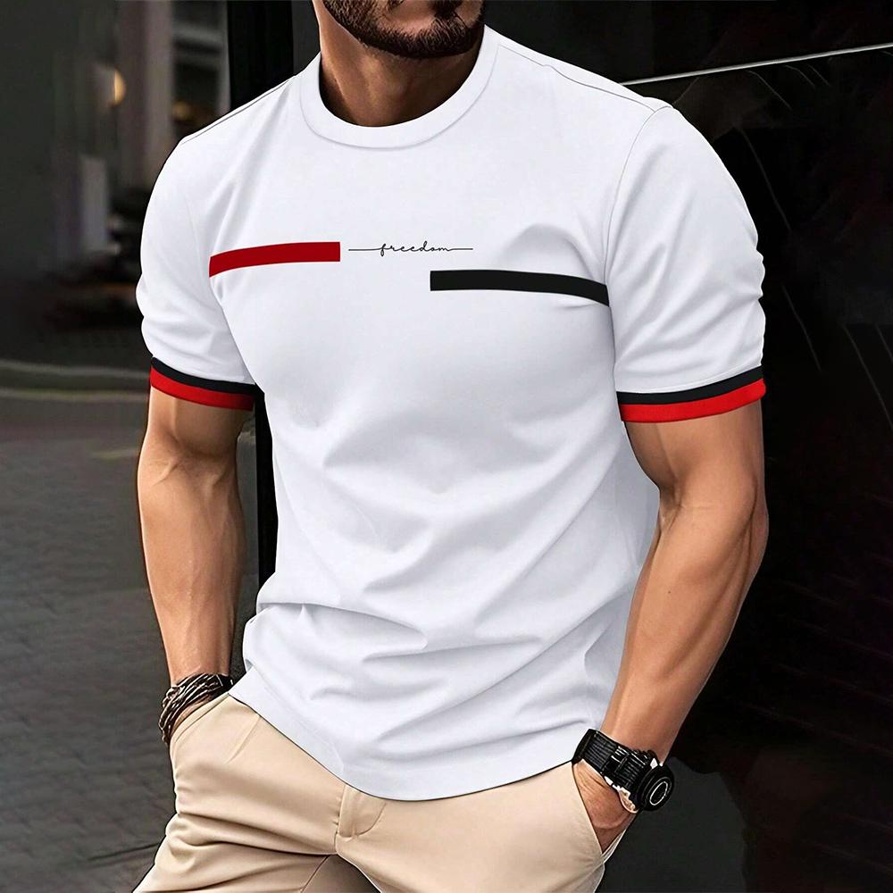 New trendy clothing Summer 3D Stripe Letter Print Men's T Shirt Hip Hop Trend Harajuku Streetwear Casual O-neck Oversized Fashion T-shirts Men Tops 3XL