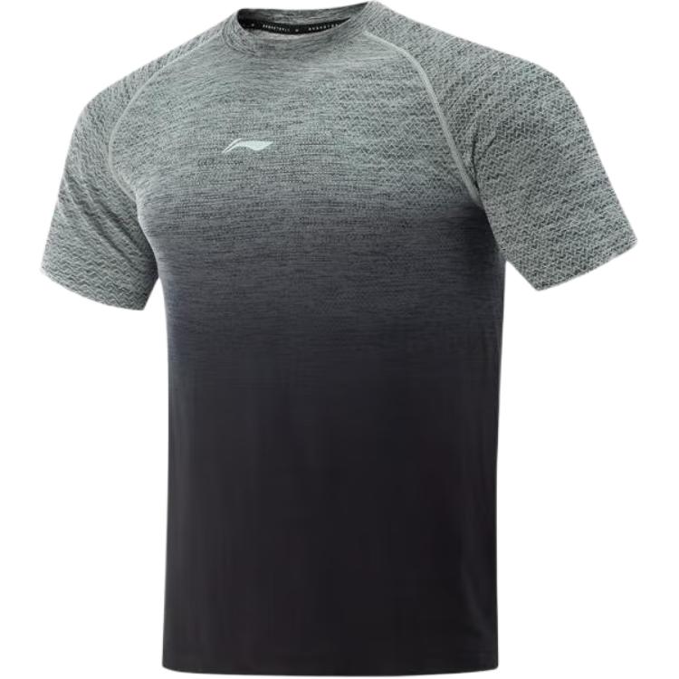 Li-Ning Verloop Ronde Hals Ademend Veelzijdig Casual T-shirt met Korte Mouwen Heren Tops Grijs ATSV049-5 M